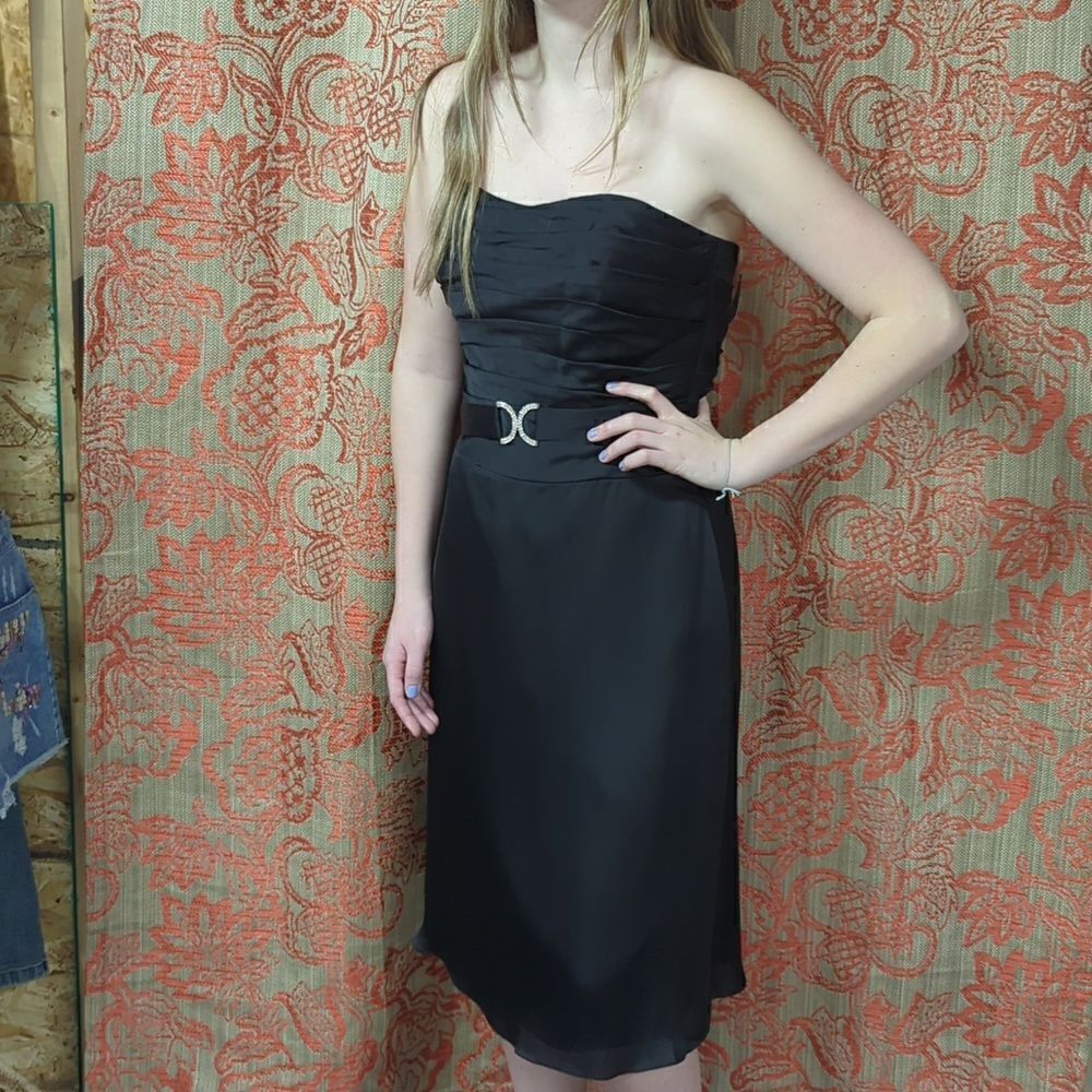 Belsoie Women's Strapless A-Line Evening Black  cocktail‎ Prom Bridesmaid Dress